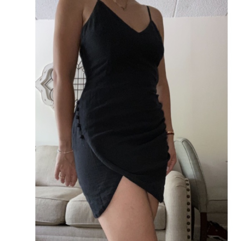 NEW WITH TAGS Urban outfitters asymmetrical black dress with side buttons
